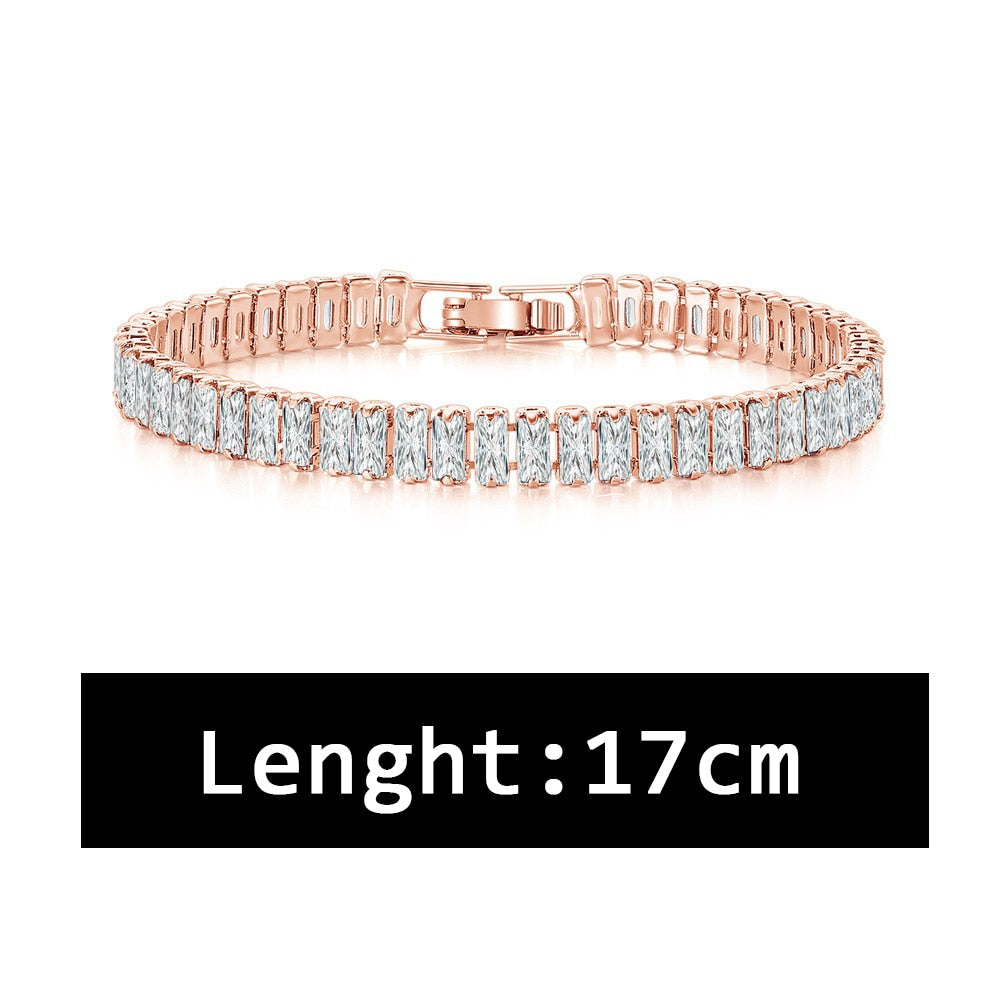 Luxury CZ Tennis Bracelet for Women Gold Color Bangle Korean Style Crystal Hand Chain Fashion Jewelry Zirconia Accessories H167