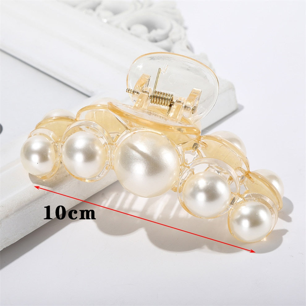 AWATYR 2021 New Hyperbole Big Pearls Acrylic Hair Claw Clips Big Size Makeup Hair Styling Barrettes for Women Hair Accessories