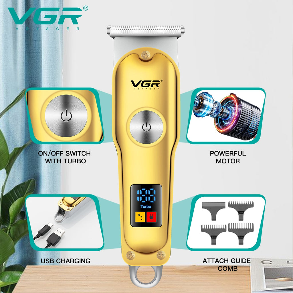 VGR Hair Clipper Mini Hair Trimmer Professional Beard Trimmer Rechargeable Cordless Electric T-Blade Zero Cutting Machine V-290