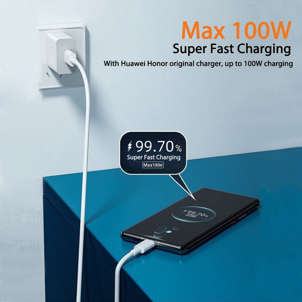 100W Super Fast Charging Cable For Honor 50 Pro Huawei Mate 50 QC3.0 Fast Charge for Xiaomi Samsung Realme USB Type C Data Cord