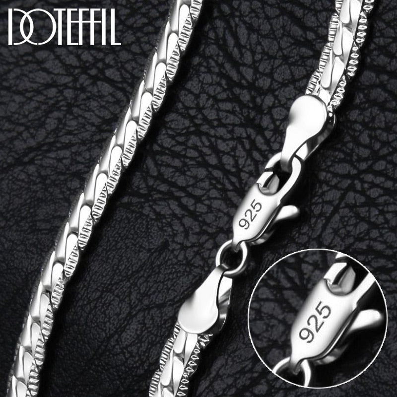 DOTEFFIL 925 Sterling Silver 8/16/18/20/22/24 Inch 6mm Side Chain Necklace Bracelet For Woman Men Fashion Charm Wedding Jewelry