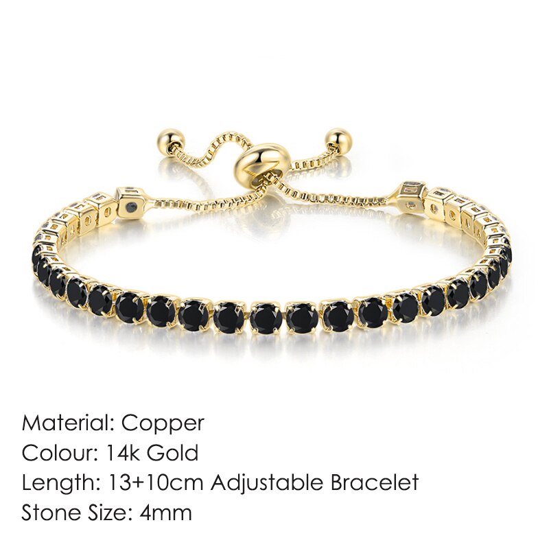 Tennis Bracelets For Women Shining White Gold Color Single-layer Zircon Adjustable Slider Buckle Charm Bracelet Fashion Jewelry