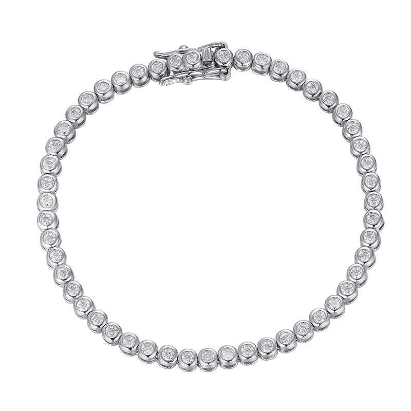 KNOBSPIN 2mm Moissanite Tennis Bracelet 925 Sterling Silver Plated White Gold Bracelet for Women Man Sparkling Party Jewelry