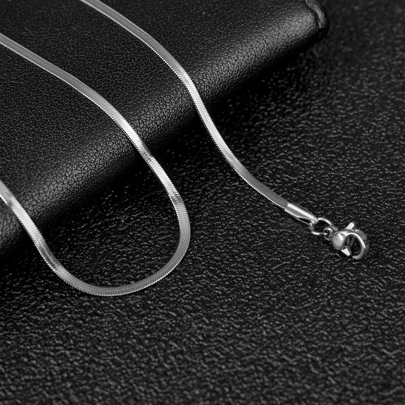 Classic Stainless Steel Flat Chain Necklace Herringbone Snake Chain For Men Women Chokers Clavicle Necklace Jewelry Gift