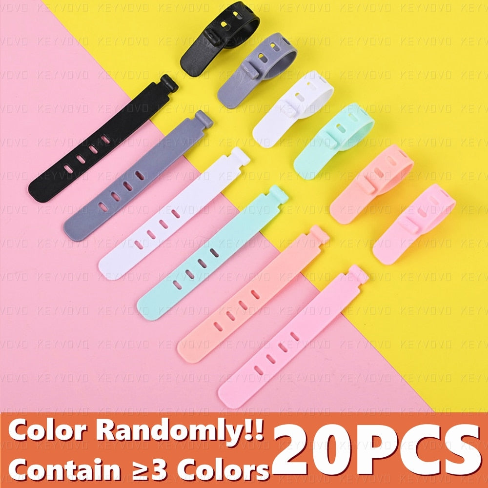 20/12/4PC Cable Organizer Ties Clip Charger Cord Management Silicone Wire Manager Mouse Earphone Holder Data Line Winder Straps