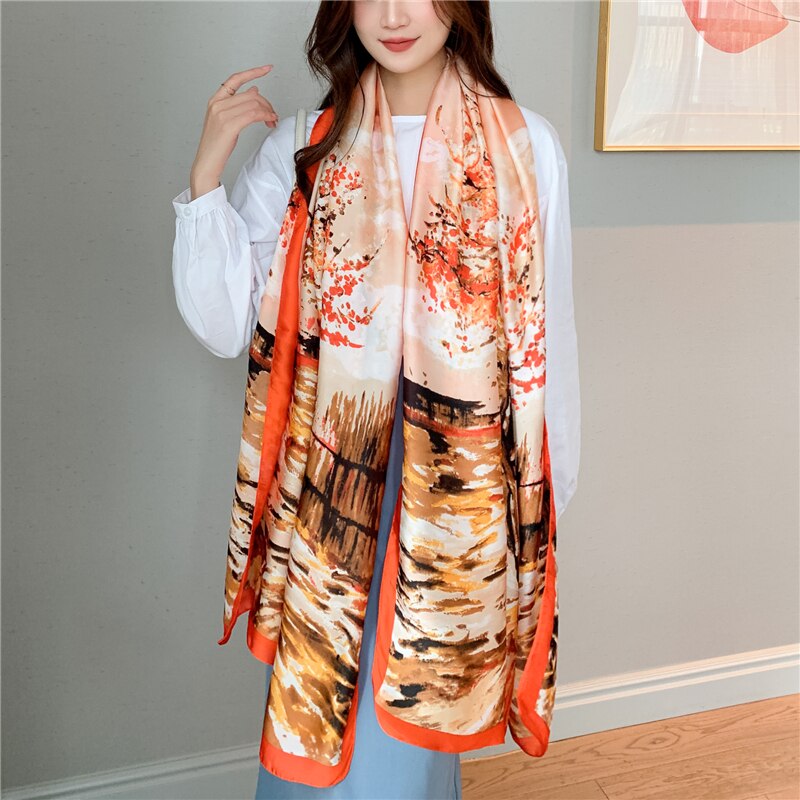 2022 New Design Brand Silk Scarves Summer Women Shawls And Wraps Print Hijabs Scarfs Foulard Femme Pashmina Beach Stoles Luxury