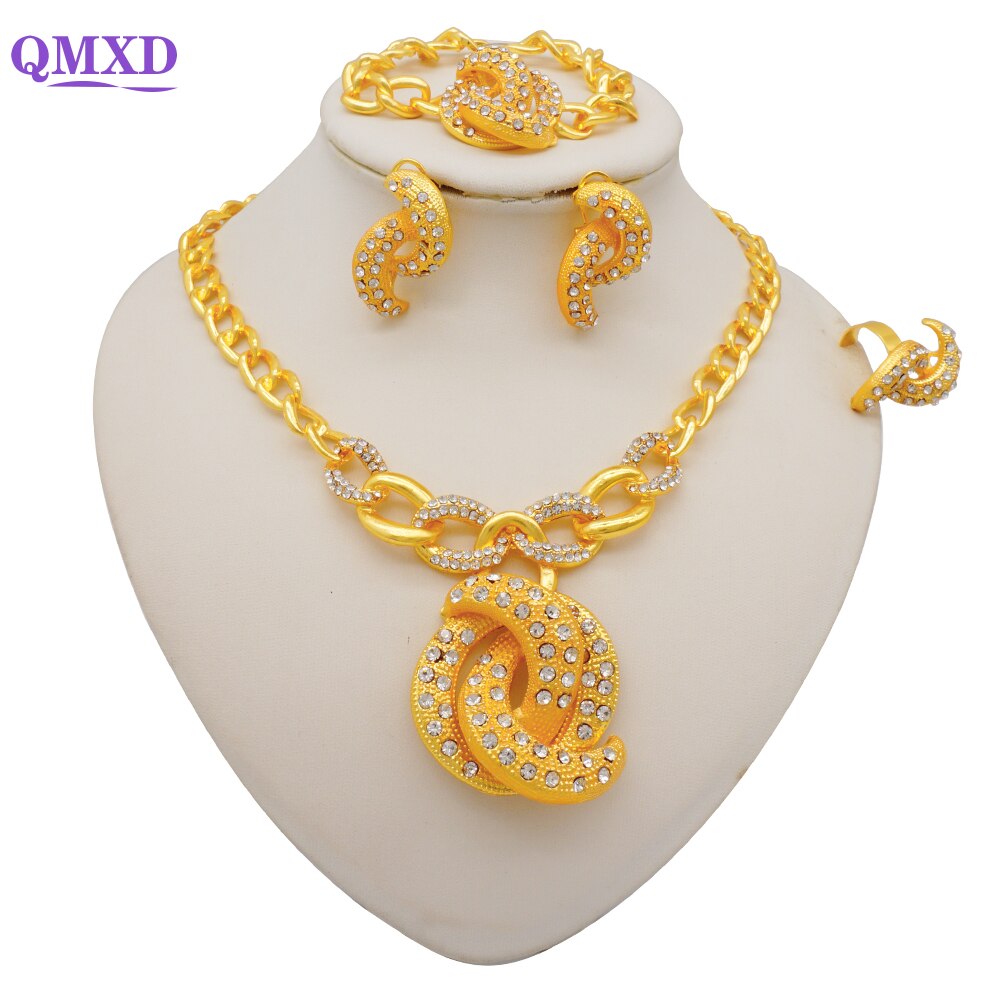 Ethiopian Rope Chain Jewelry Set For Women Ethnic Style Pendant Necklace Bracelet Earring Ring Wedding jewelry sets