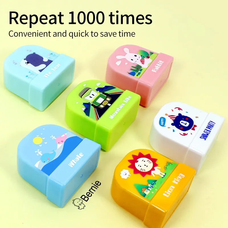 Children's Name Seal Custom Student's Name Stamp Kindergarten Clothes Waterproof Name Sticker Kawaii Montessori Stamp Gift