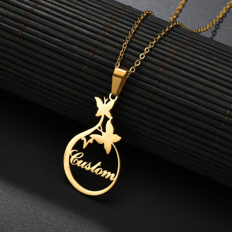 Multiple Styles Custom Name Necklace Custom Jewelry Stainless Steel Personalized Pendant For Women Men Collars Thick Chain Gifts