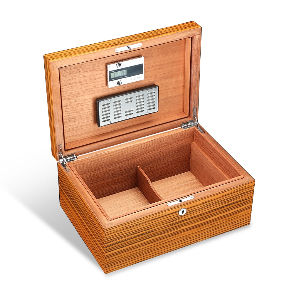 Large Capacity Humidor Cigar Box Cedar Wood Cigar Case Glossy Piano Finish Cigar Humidor Box W/ Humidifier Hygrometer