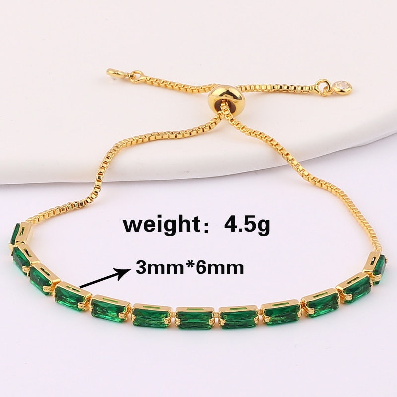 Gold filled baguette cubic zirconia bracelet for women men luxury jewelry rainbow cz tennis gorgeous trendy bangle girls gift