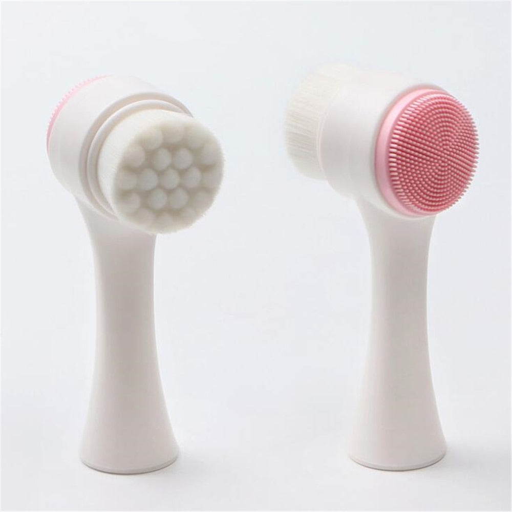 Double-sided Facial Cleansing Brush Silicone Face Skin Care Tool Facial Massage Cleanser Brush Makeup Remover Brush Beauty Tools