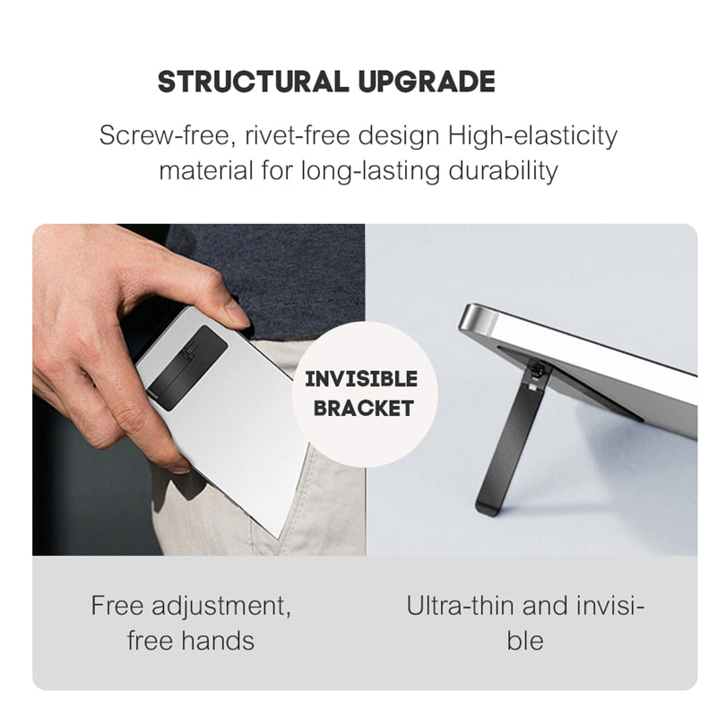 3 in 1 Ultra-Thin Metal Folding Phone Holder Alloy Invisible Back Stick Phone Desktop Holder Portable Mobile Support Phone Stand