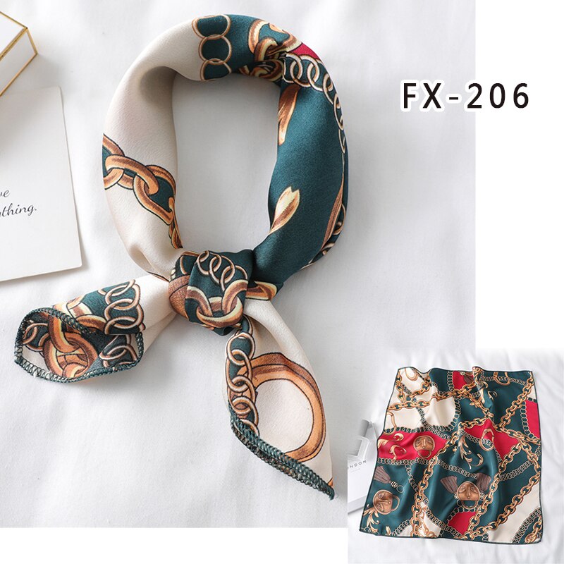 Lady Hair Scarf for Women Fashion Print Small Satin Silk Square Scarves Design Hairbands Bandana Foulard Accessories Summer 2022