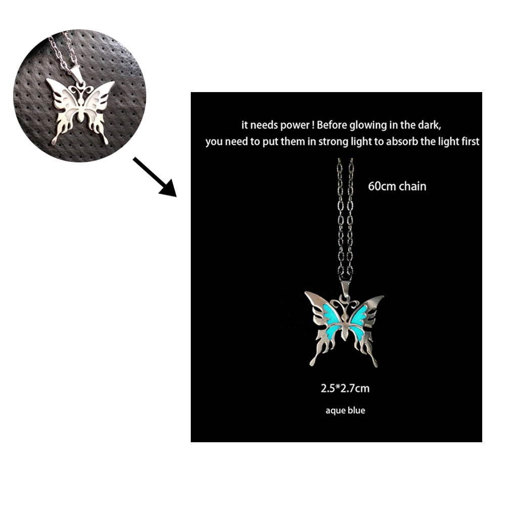 Glow-in-the-Dark Necklace for Men or Women with Luminous Dragon Necklace Glowing Night Fluorescence Antique Silver-Plated Halloween.