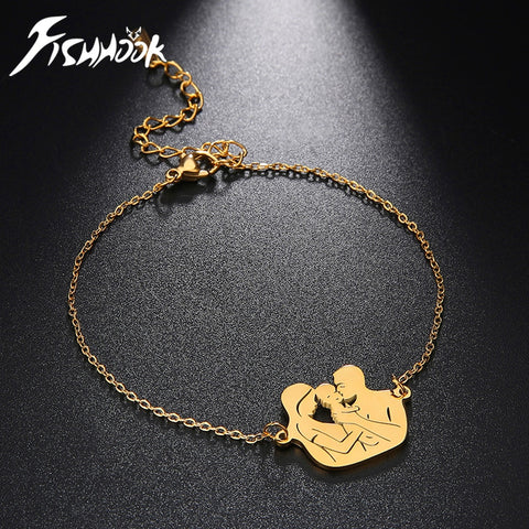 Fishhook Mother Bracelet Family Bangle Father Son Daughter Baby Parents Gift For Woman Man Stainless Steel Pendant Charm Jewelry