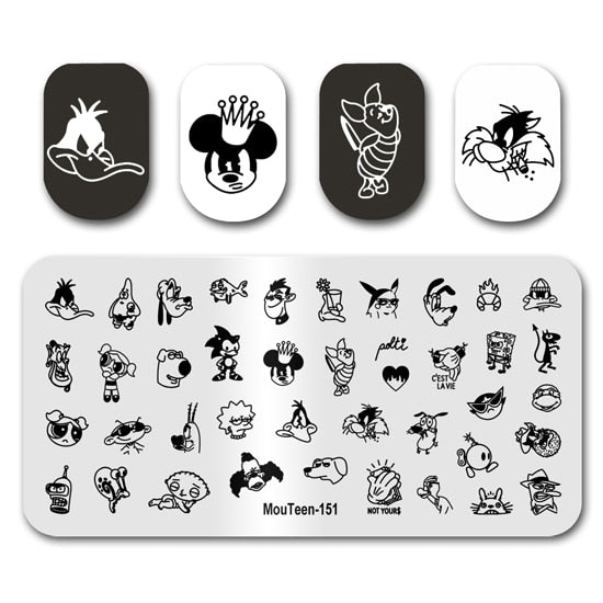 Nail Stamping MouTeen148 Cartoon Big Size Head Disney Nail Plates Stamp King Manicure Set For Nail Art Stamping