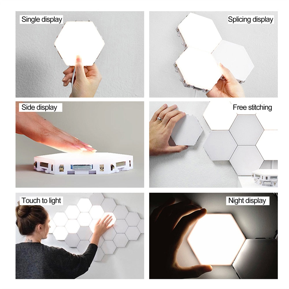 NEW Touch Sensitive Hexagonal Lamps Quantum Modular LED Night Light  Hexagons Creative Decoration Wall Lamp