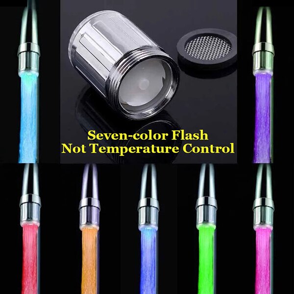 ZhangJi LED Luminous Faucet Tap Nozzle RGB Color Light Blinking Temperature Aerator Water Saving Kitchen Bathroom Accessories