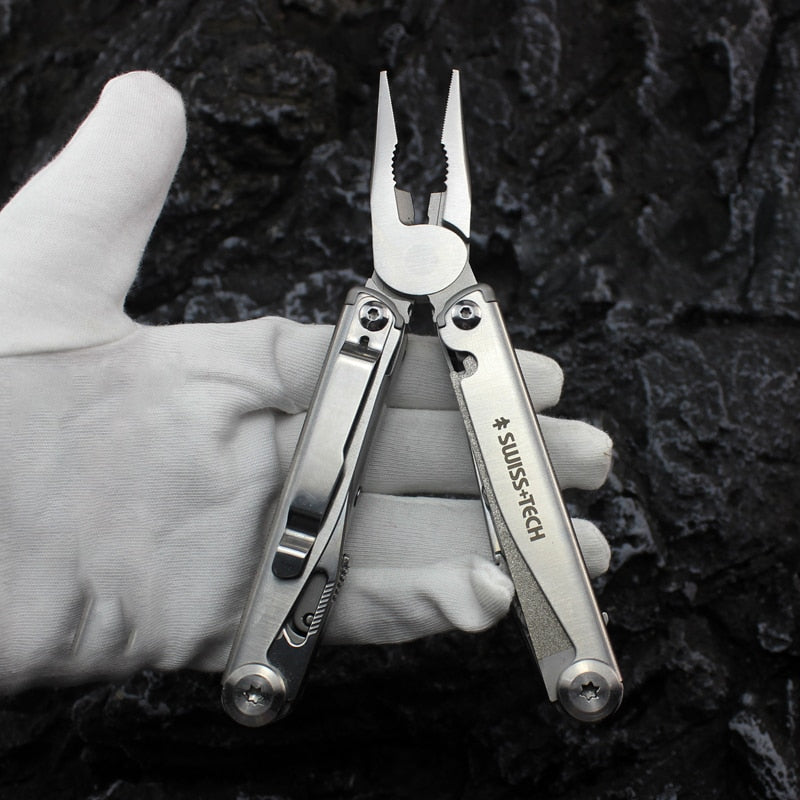 SwissTech Folding Multitool Pliers 18 in 1 Multi-functional Combination Tool Pliers Folding Scissors EDC Outdoor Equipment