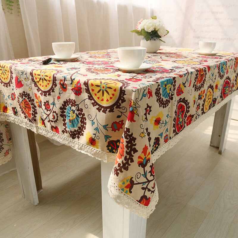 Bohemian Table Cloth Cotton Linen Tablecloth Rectangular Tablecloths Dining Table Cover Obrus Tafelkleed mantel mesa nappe U0997