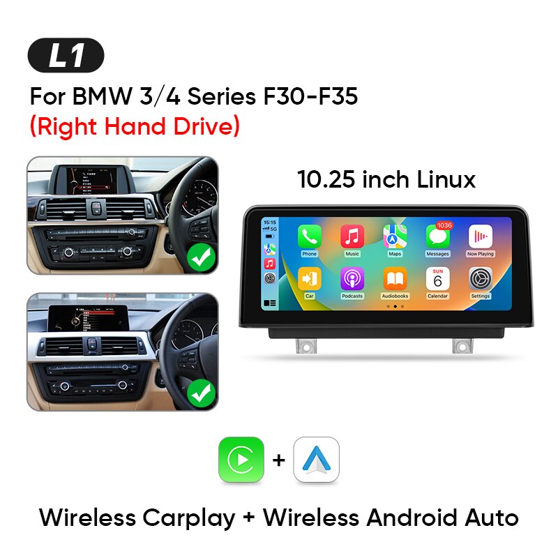Ainavi Wireless Carplay Multimedia Player Android Auto Car stereo For BMW 1/2/3/4 Series F20/F21/F22/F30/F31/F32/F33/F34/F35/F36