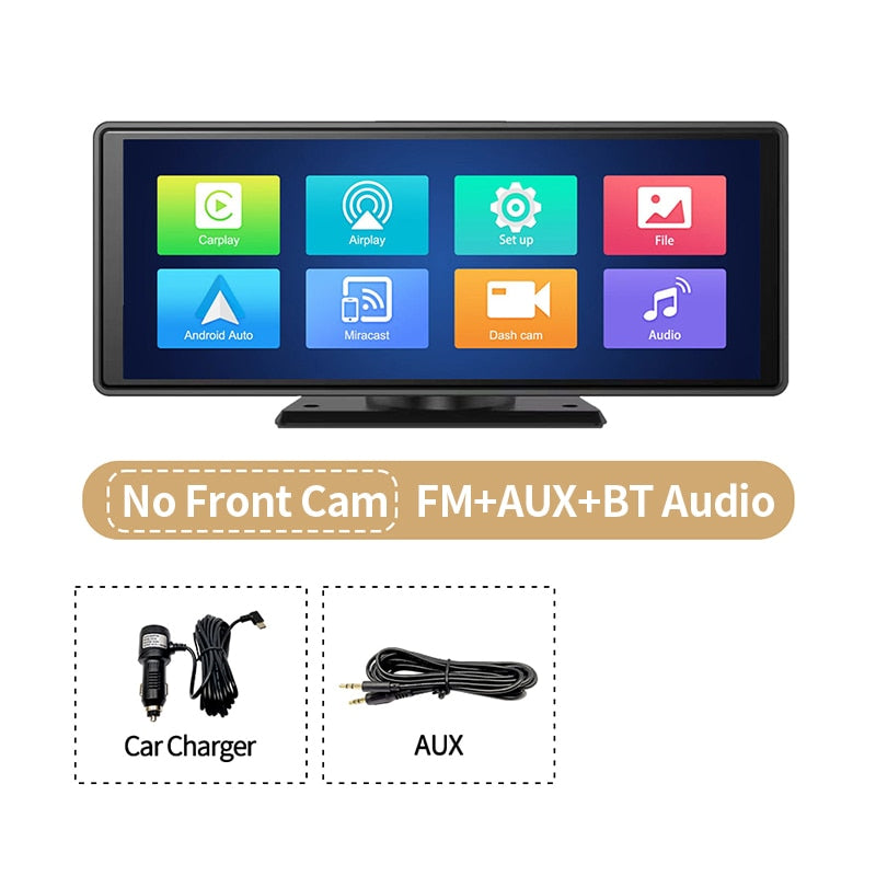 10.26" Wireless CarPlay & Android Auto Dash Cam ADAS Touch Screen 4K DVRs GPS Navigation Dashboard Video Recorder 24H Park AUX