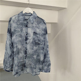 Shirts Women Fashion Tie Dye Harajuku Gothic Top New Korean Loose Casual Clothes Sun-proof Embroidery All-match Summer Holiday