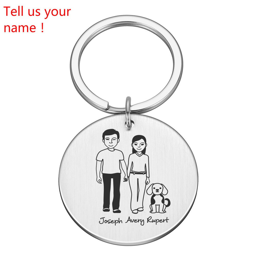 Love Cute Keychain Engraved Family Gifts for Parents Children Present Keyring Bag Charm Families Member Gift Key Chain