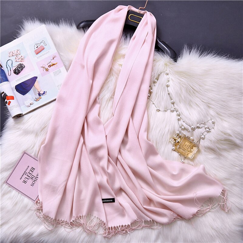 2022 Winter Scarves For Women Shawls Warm Wraps Lady Pashmina Pure Blanket Cashmere Scarf Neck Headband Hijabs Stoles Foulard