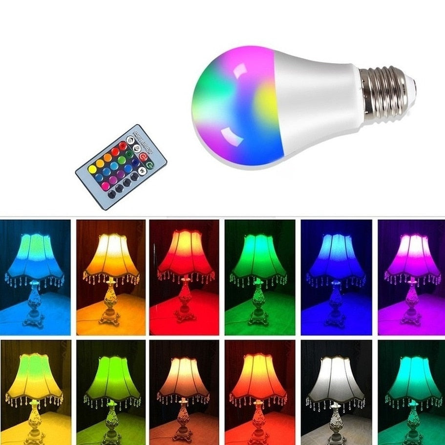 E27 LED RGB Lamp Spotlight Bulb AC 85-265V Bombillas LED 4W 10W 15W IR Remote Control Led Bulb Smart Led RGBW Lamp Home Decor