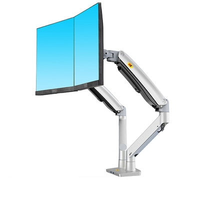 NB F195A 3-12kg Aluminum 22-32" Dual computer screen stand Gas Spring Arm Full Motion double PC Monitor Holder Support with USB