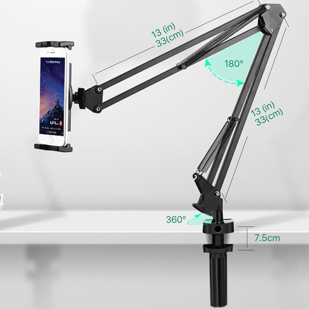 Vmonv Long Arm Rotating Tablet Phone Holder for iPhone Samsung Huawei 5 to 13 Inch Bed Desktop Mount Stand for IPAD Air Pro 12.9