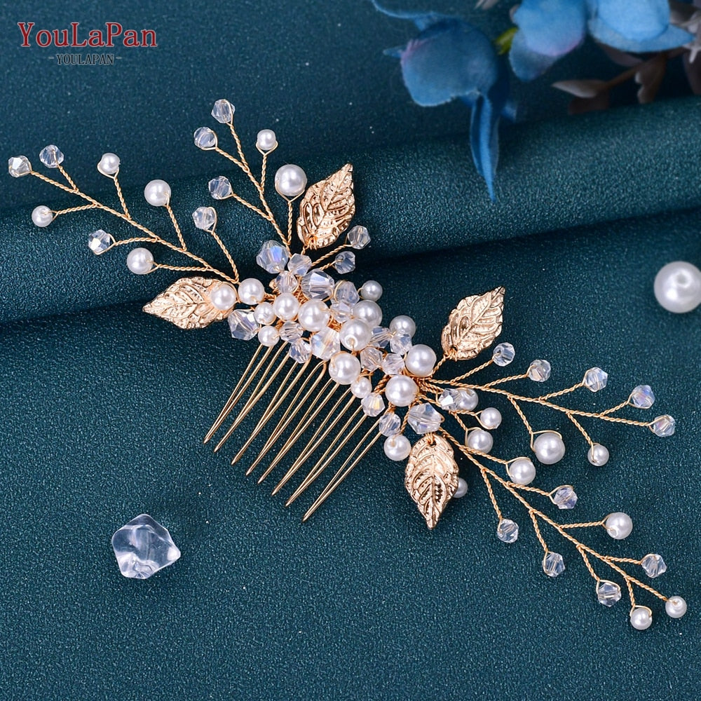 YouLaPan HP133 Rhinestone Crystal Bridal Hair Accessories Women Hair Comb Bride Hair Clips Flower Hair Pins Party Headpiece