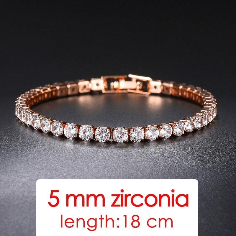 ZHOUYANG Tennis Bracelets For Women Simple Luxury Round Crystal Gold Color Bangle Chain Wedding Girl Gift Wholesale Jewelry H074