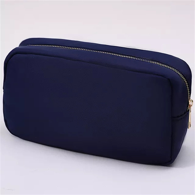 S/M/L 3 size Solid color Toiletry Pouch Nylon Travel Storage Bag Diy Embroidery Patch Personalize Makeup Bag