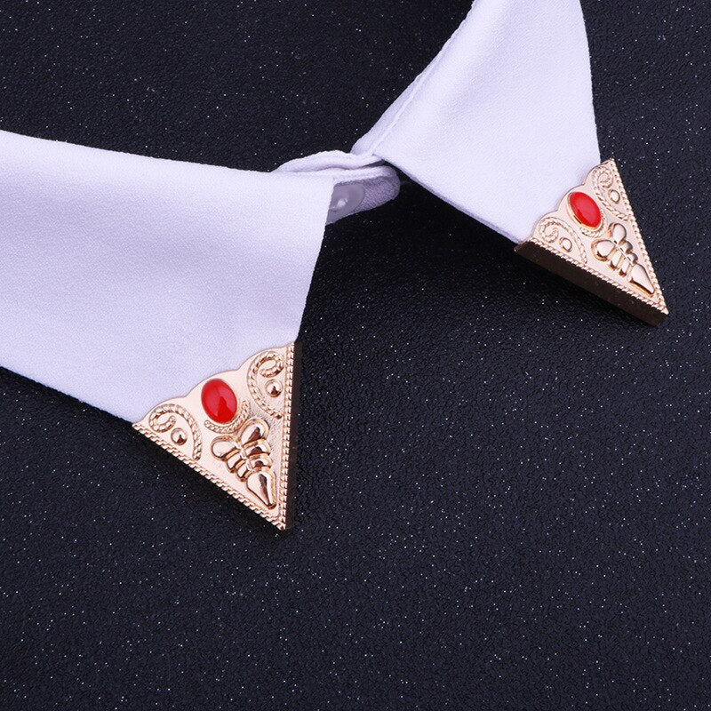 i-Remiel Vintage Fashion Triangle Shirt Collar Pin for Men and Women Hollowed Out Crown Brooch Corner Emblem Jewelry Accessories