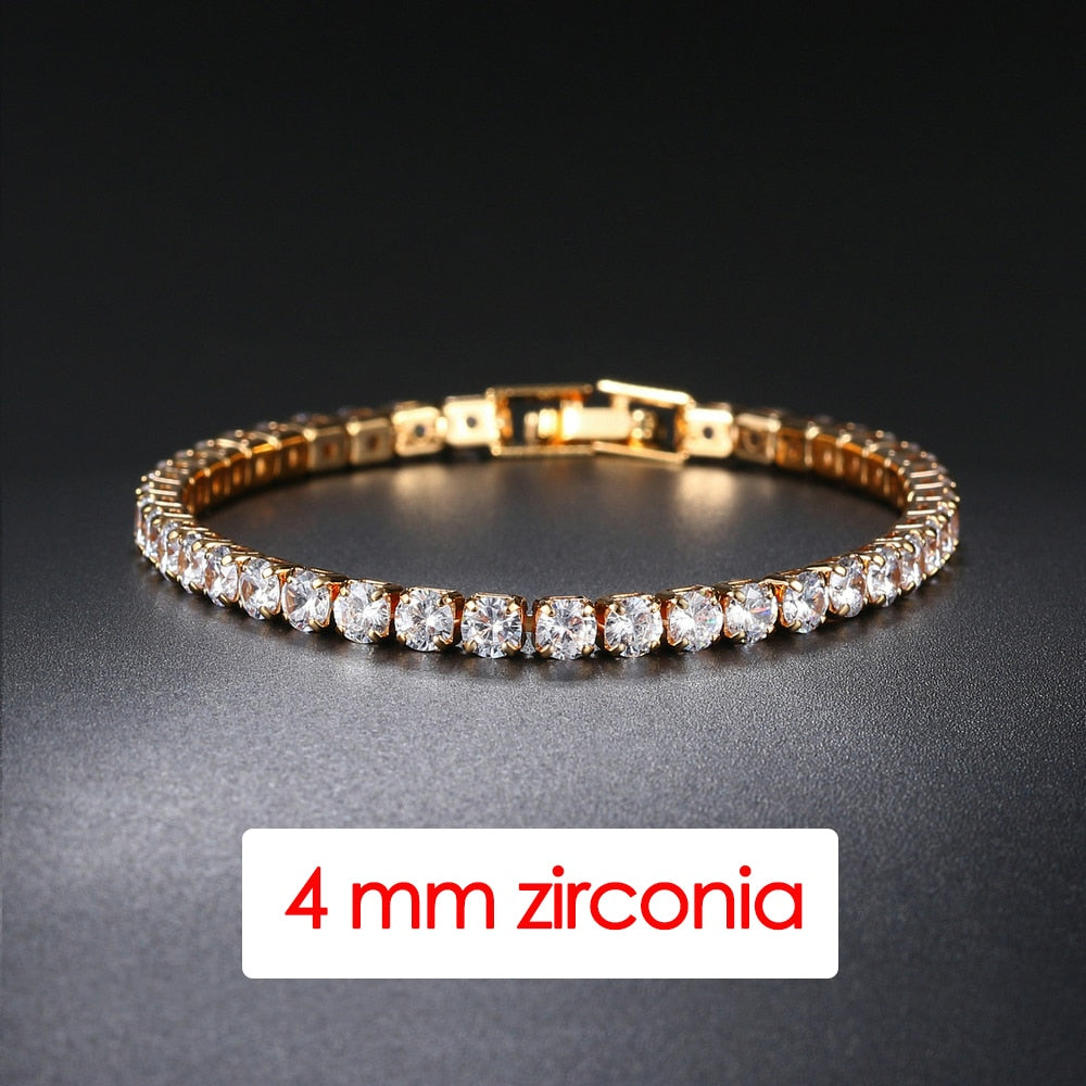 Hip Hop Iced Out 3/4/5mm Crystal Tennis Bracelet for Men Homme Trendy Punk Zirconia Men&#39;s Chain on The Hand Streetwear Jewelry