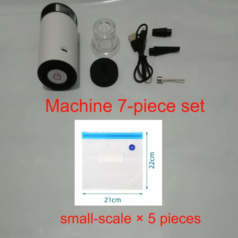 Handheld Food Vacuum Sealer Packaging Machine Film Container USB Sealer Vacuum Packer With 5 or 10pcs Vacuum Zipper Bags