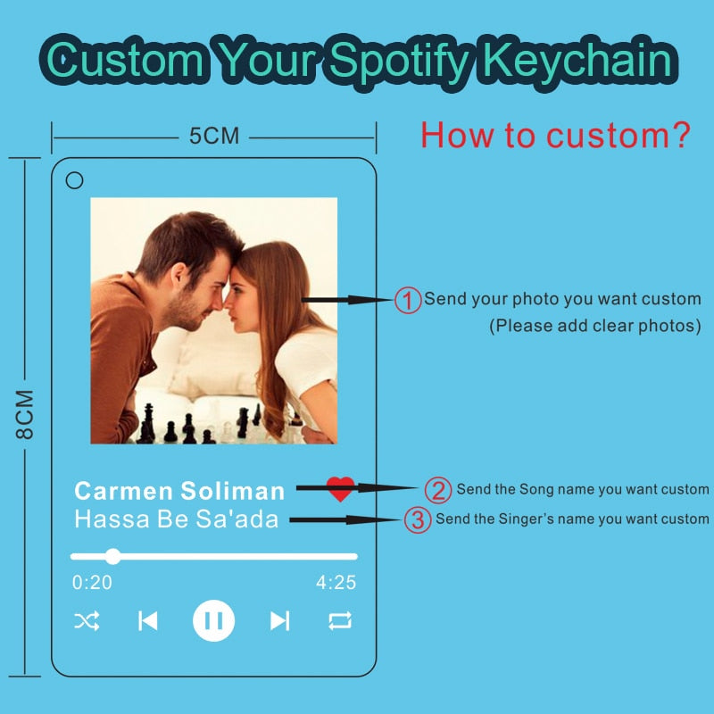 Personalized Clear Acrylic Spotify Keychain Scan Code Music Song Singer Name Album Cover Custom Keyring Women Men Photo Gifts