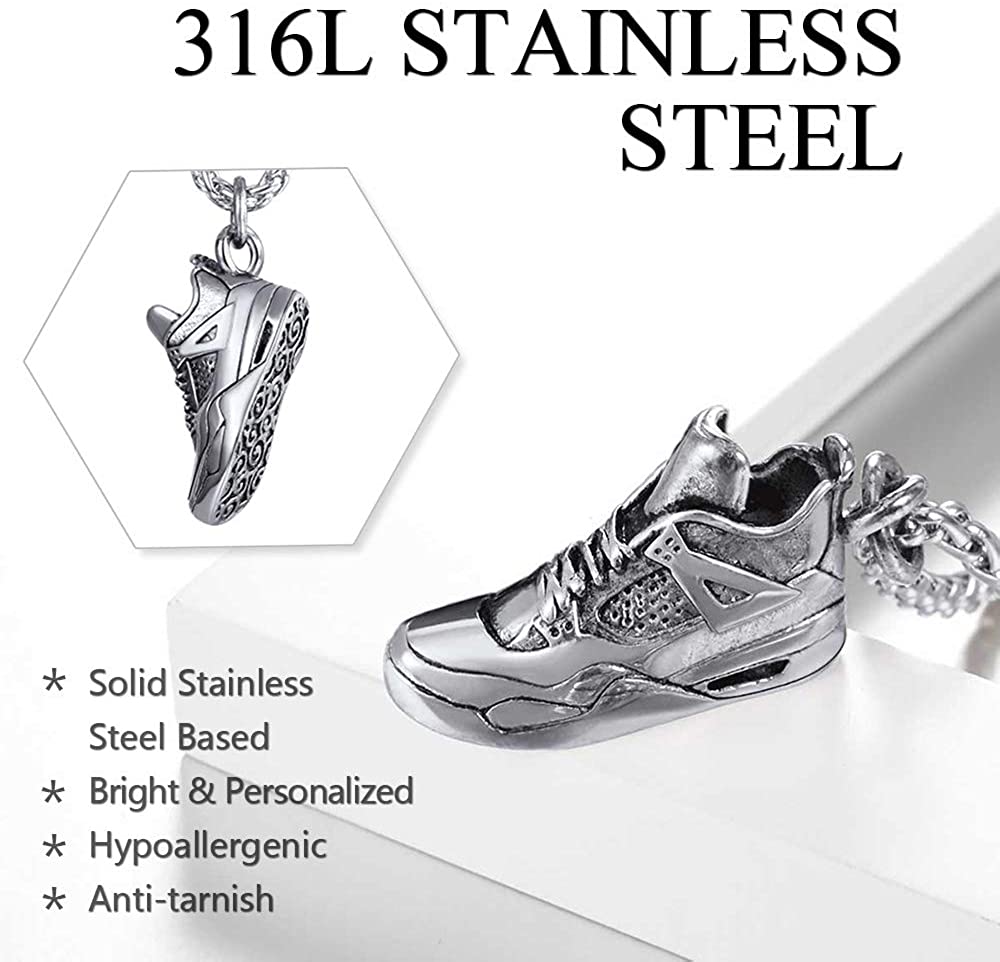 U7 Sport Shoe Necklace Stainless Steel Running  Pendant  Gift for Runner Steampunk Men Punk Jewelry Gifts P1186