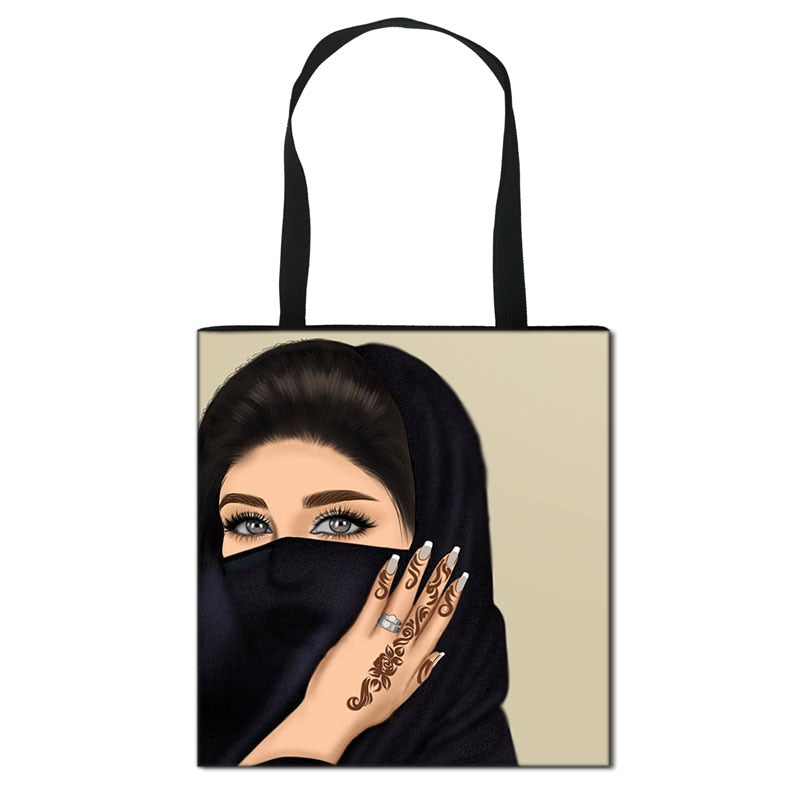 Hijab Face Muslim Shoulder Bag Women Casual Totes Large Capacity Ladies Shopping Bags Islamic Gril Handbag Travel Bags