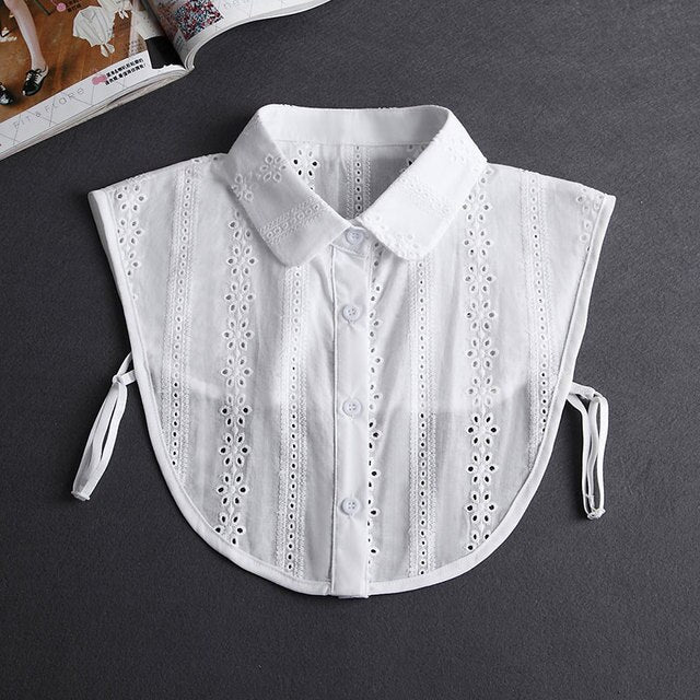 Fashion 2023 Front Tie White Fake Collar for Women Stand Detachable Collar Fake Girls Vintage Lace Ladies False Blouse Collar