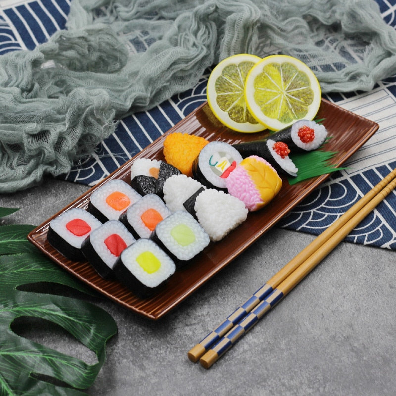 Japanese Food Fake Sushi Salmon Seaweed Rice Food Model Decoration Japanese Restaurant Kitchen Photography Props Home Decor