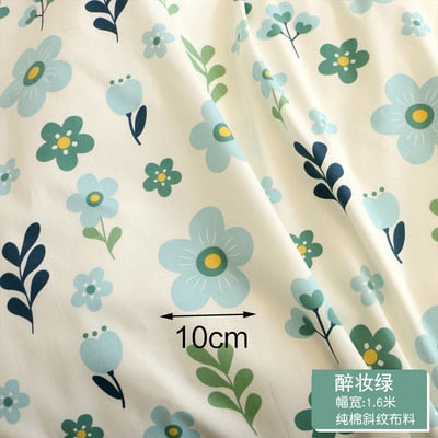 Fresh Floral Twill Cotton Fabric (50x160cm) - Ideal for DIY Baby Clothes, Newborn Pajamas, Quilt Covers, and Bed Sheets - High-Quality Sewing Cloth for Crafting