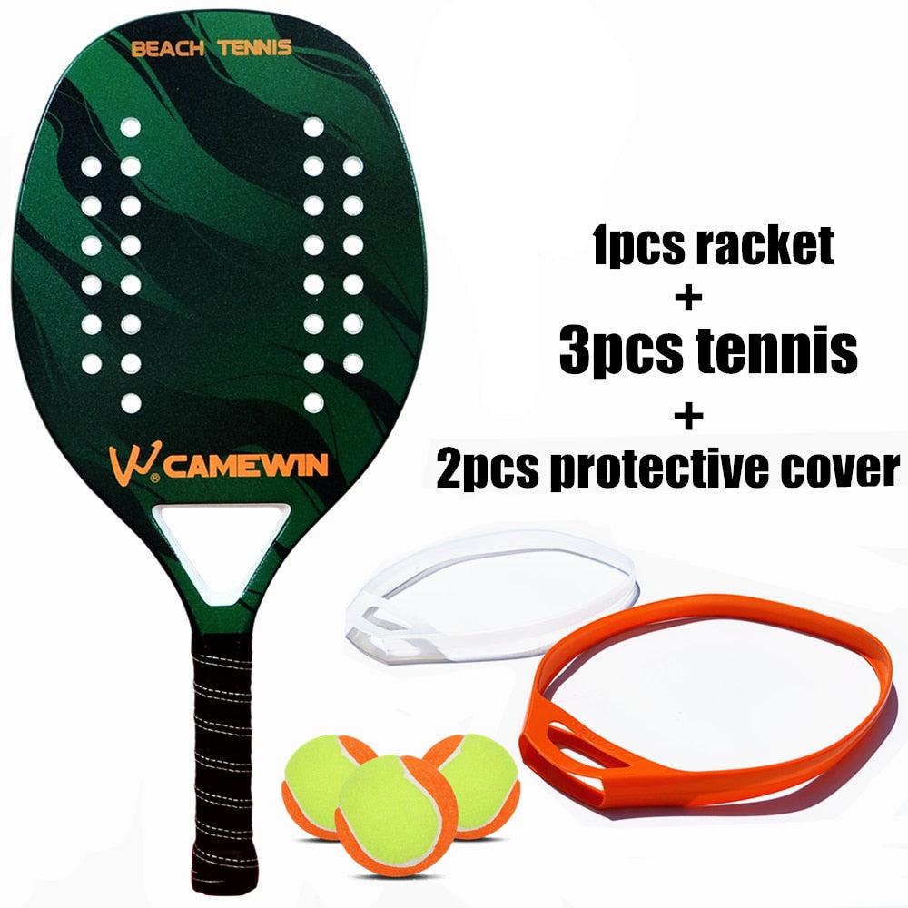 CAMEWIN Professional Beach Tennis Racket Carbon Fiber Beach Racket Protector Can Be Matched With