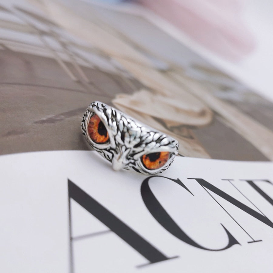 Charm Vintage Cute Men and Women Simple Design Owl Ring Silver Color Engagement Wedding Rings Jewelry Gifts