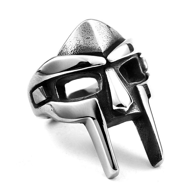 Goth Hip Hop MF DOOM Mask Rings For Men Gladiator Punk Style Egyptian Pharaoh Male Ring Classic Retro Jewelry Party Accessories