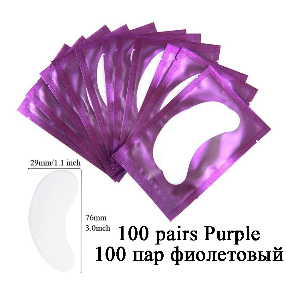 100Pairs Lint Free Under Eye Gel Pads Hydrating Eye Paper Patches Grafted Eyelashes Extension Eye Tips Sticker Wraps Makeup Tool