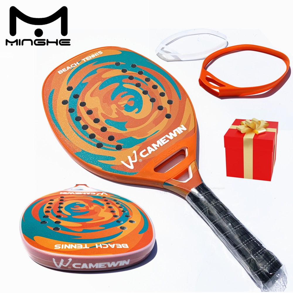 CAMEWIN Professional Beach Tennis Racket Carbon Fiber Beach Racket Protector Can Be Matched With